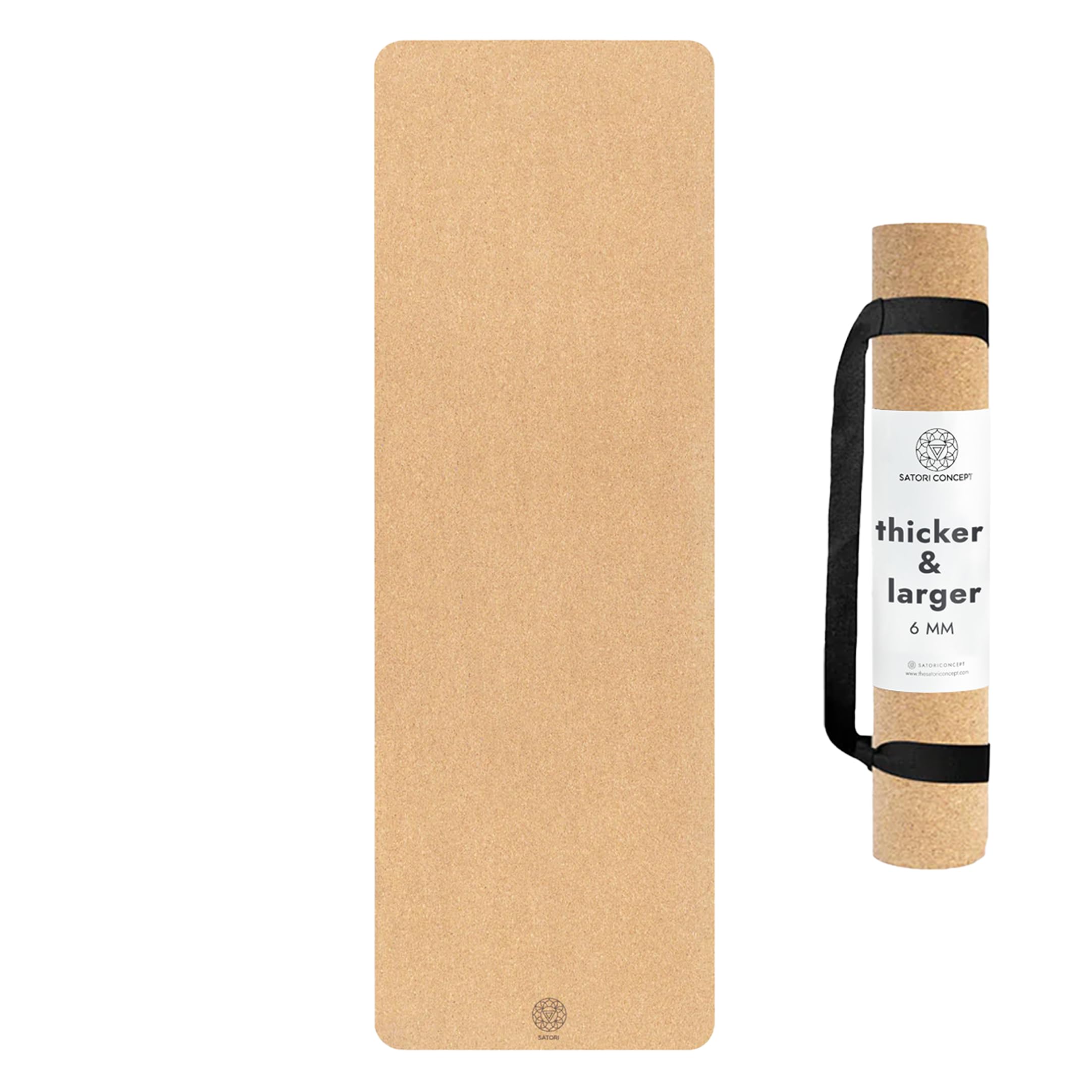 Cork Yoga Mat with Natural Rubber Base, Extra Size, Thickness and Support, Excellent Cushion & Grip, Non-Slip, Non-Toxic, Sweat-Resistant, Sustainable, Eco-friendly Exercise Mat