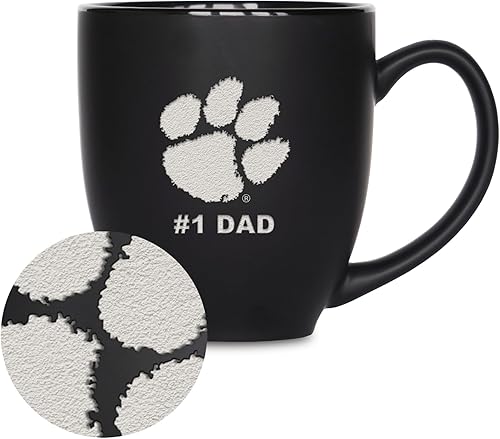 Miniatura 7 de Rico Industries NCAA #1 Dad - Taza bistró de cerámica negra mate grabada con láser, de 15 onzas, para bebidas calientes o frías