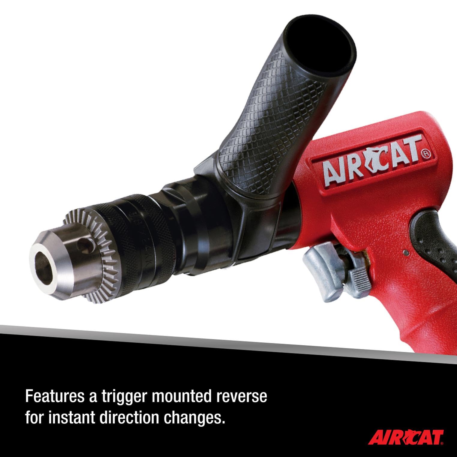 AIRCAT Pneumatic Tools 4450: 1/2-Inch Reversible Composite Drill Air Tool, Side Handle, 400 RPM, .60 HP Motor - Image 3