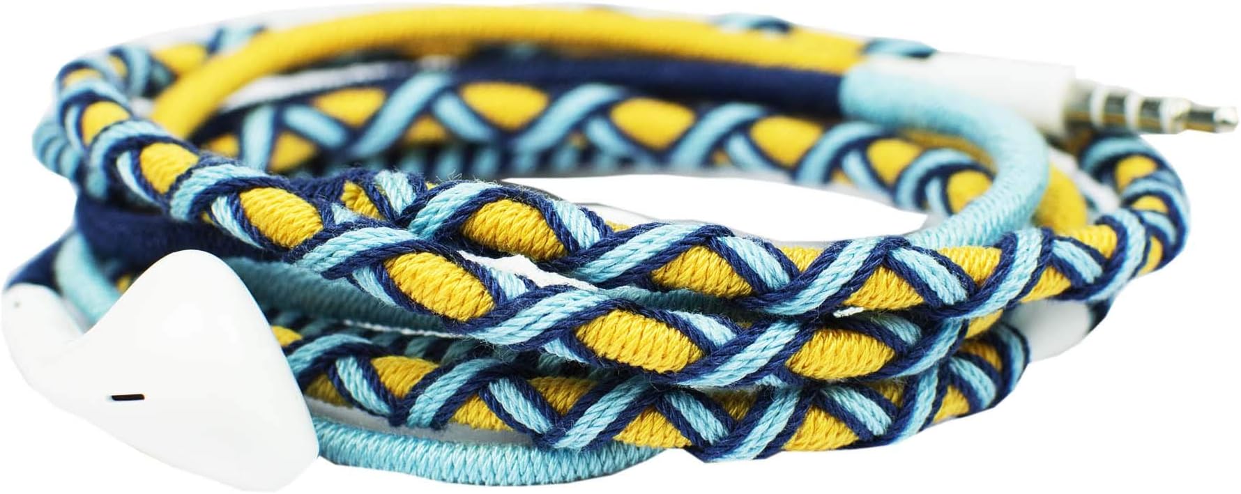 Crossloop Designer Series | 3.5mm Universal In-Ear Headphones With Mic and Volume Control (Mustard, Sky Blue & Dark Blue) | Compatible with iPhone and Android smartphones | High quality sound and mic | Braided | Tangle free cable | The Only fashion earphone in India