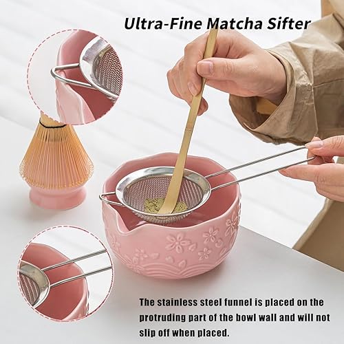 Miniatura 6 de Juego de batidores de matcha, juego de 6 piezas de matcha que incluye cuenco de cerámica de matcha de bambú, soporte para cuchara y cuchara, y kit