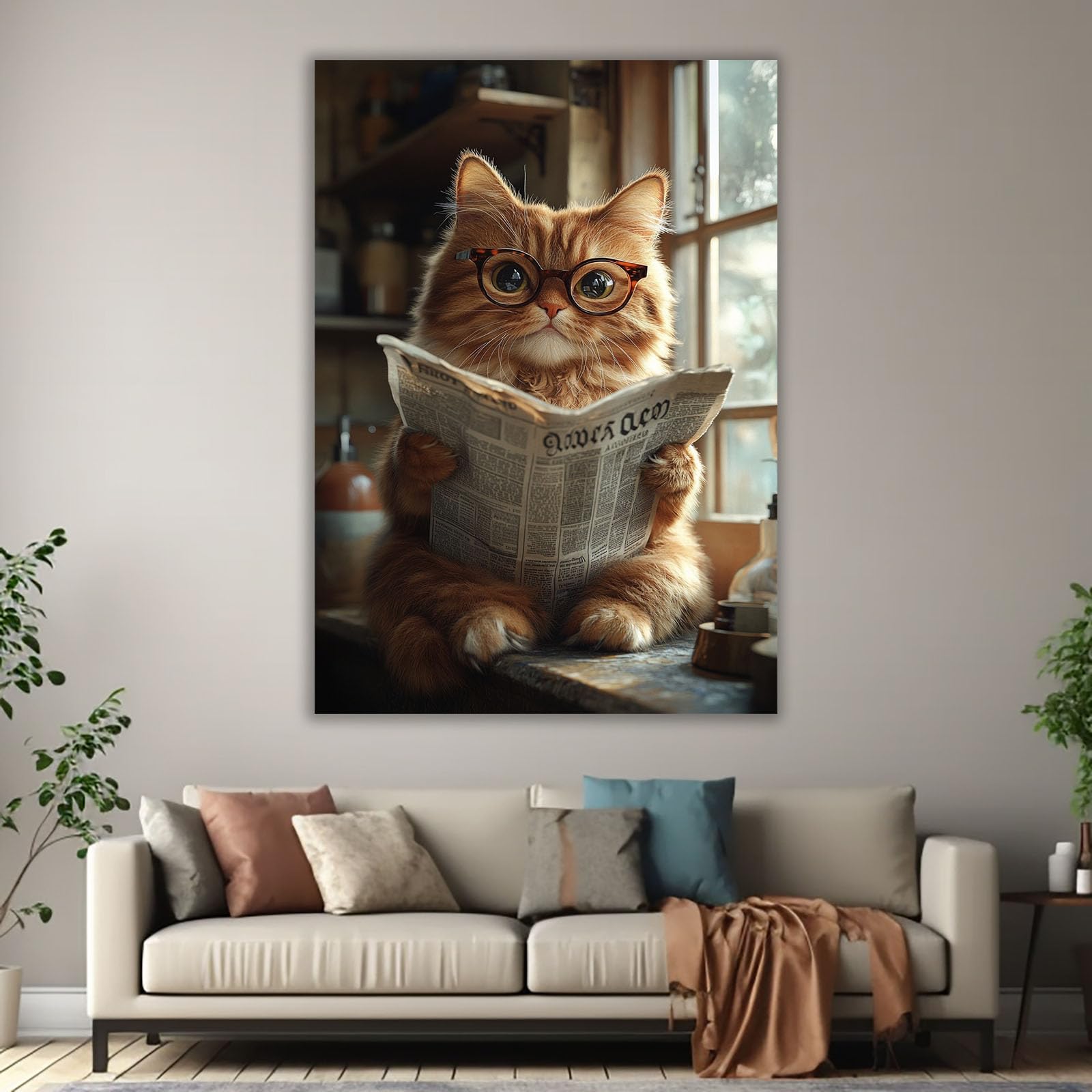 AMXBZC cuadros de animales para habitación infantil Aprendizaje en baños de animales decoración para habitación de bebé, niño y niña, póster animal del bosque（naranja-60x90cm Sin marco