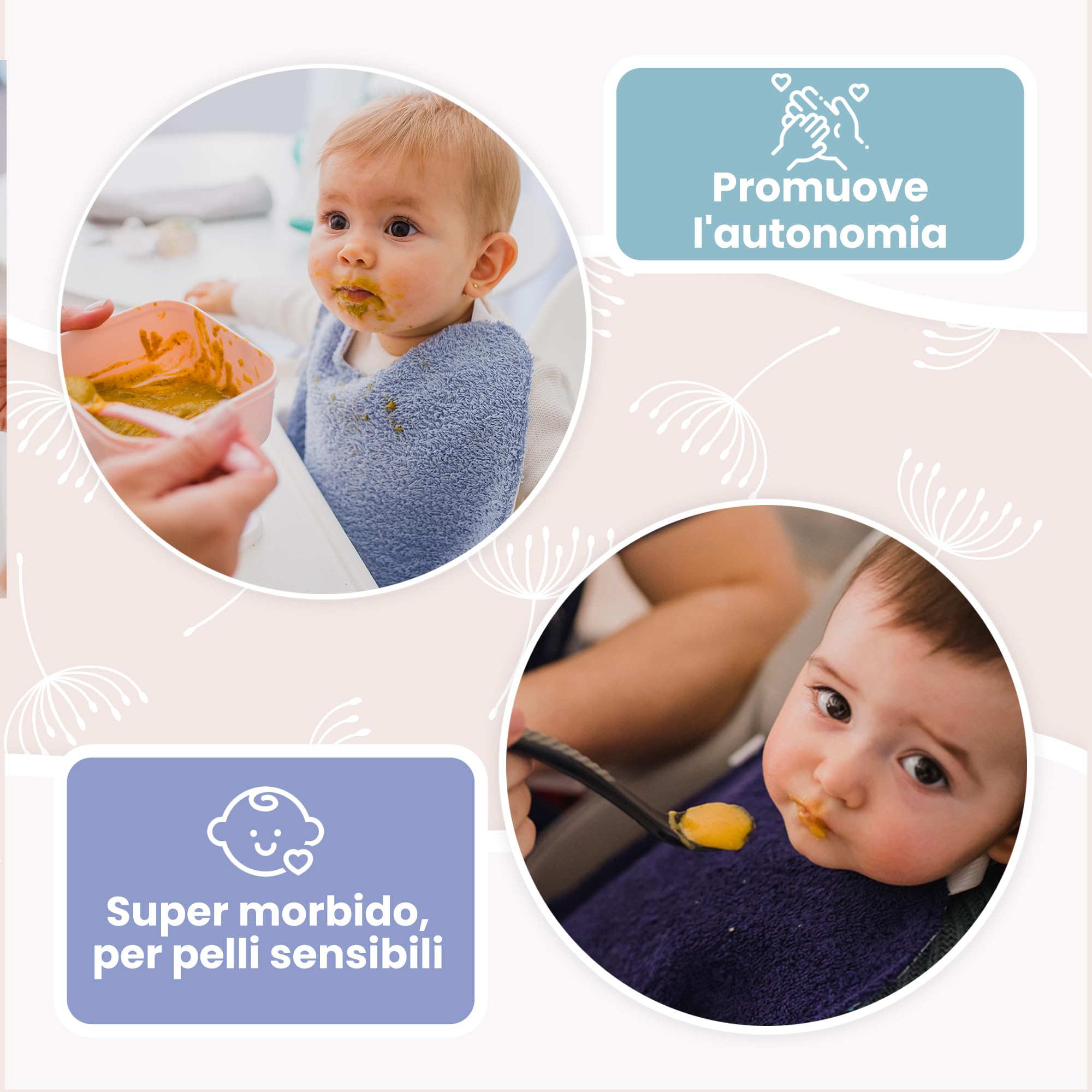 MIMUSELINA | Set di 5 Bavaglini Asilo con Elastico | Bavette Spugna Assorbente e Retro Impermeabile | Bavaglino Svezzamento| Bavaglini Impermeabili Neonato | Realizzati in Spagna