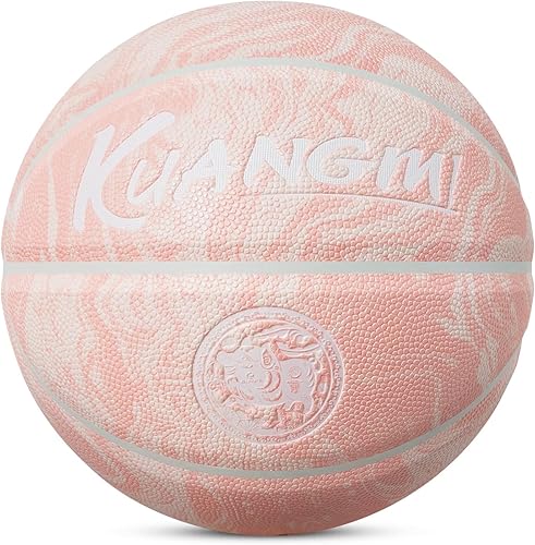 Miniatura 11 de Kuangmi Serie Rosa Balón de Baloncesto, Diseño Premium Estampado para Rendimiento Callejero, Tamaño Oficial para Hombres 7 de 29.5 Pulgadas