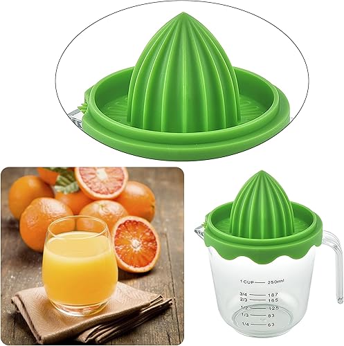 Miniatura 5 de Exprimidor de cítricos y naranja, exprimidor manual de limón, prensa de lima, tapa antideslizante, escariador de rotación con colador y recipiente