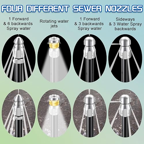 Miniatura 3 de Kit de 6 boquillas de chorro de alcantarillado, chorro de alcantarillado de acero inoxidable de 14 de pulgada NPT para lavadora a presión,