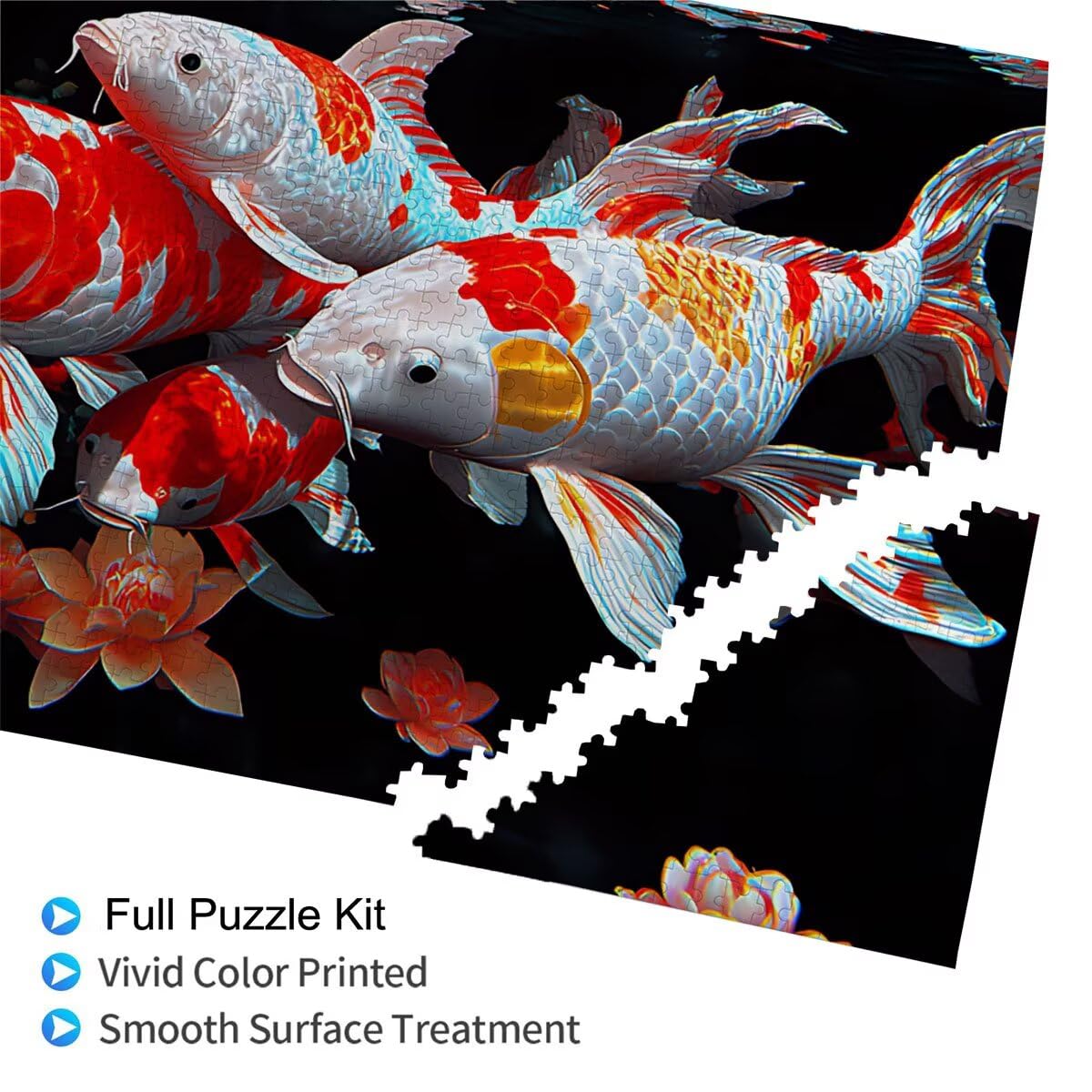 Puzzle 1500P Pièces Koi Mignon, Puzzles Bois 34.3 x 22.4 in, l0-297