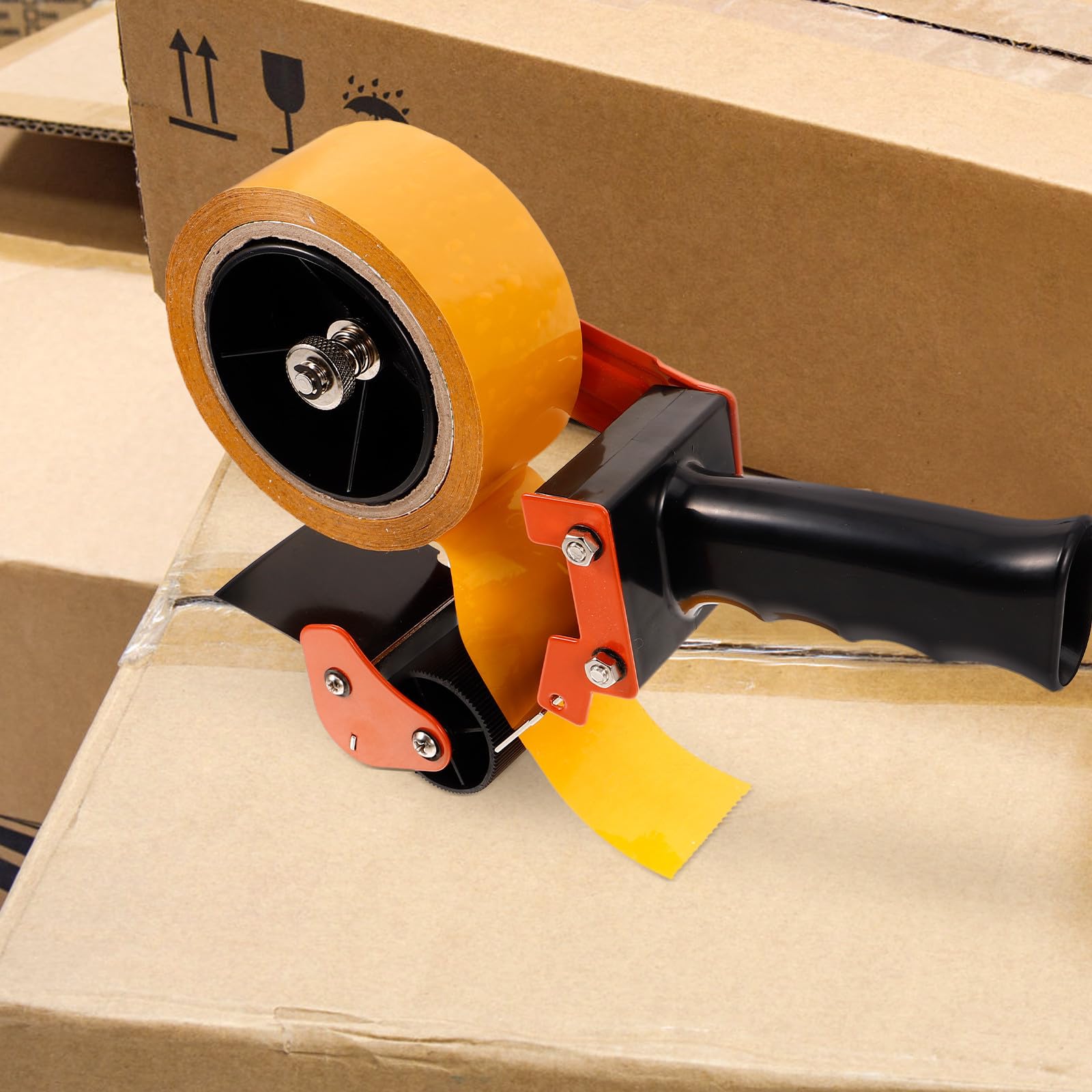 Handlicher Tisch Packbandabroller aus Edelstahl und Eisen Geeignet für Klebeband bis 60mm Breite mit 72mm Achsdurchmesser für Einfaches Verpacken und Versiegeln
