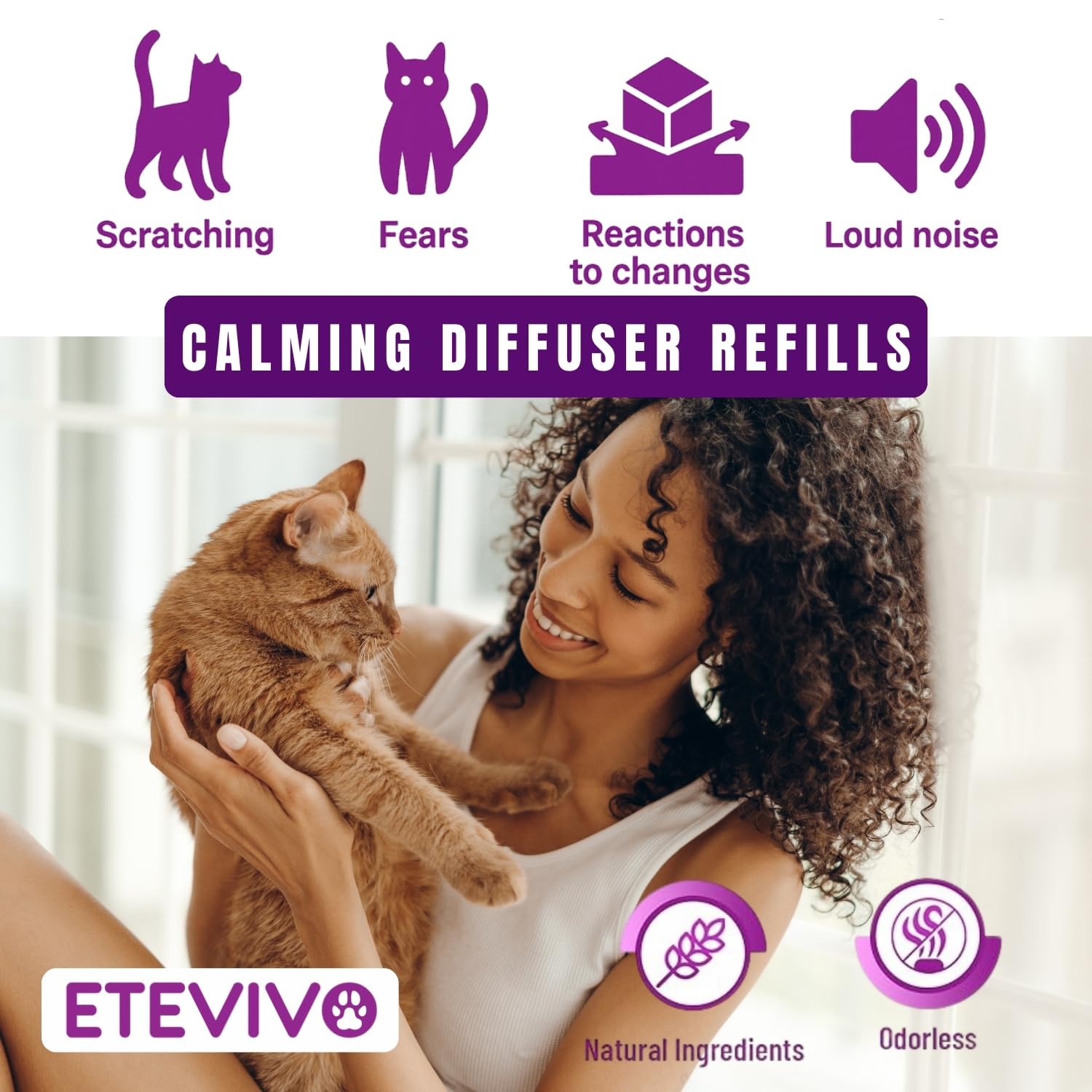 Cat Pheromones Calming Diffuser Cat Anxiety Relief Pheromones for Cats Promotes Well-Being & Comfort Cat Calming Diffuser with 2 Refills 60 Days Long Lasting Serenity - image 5