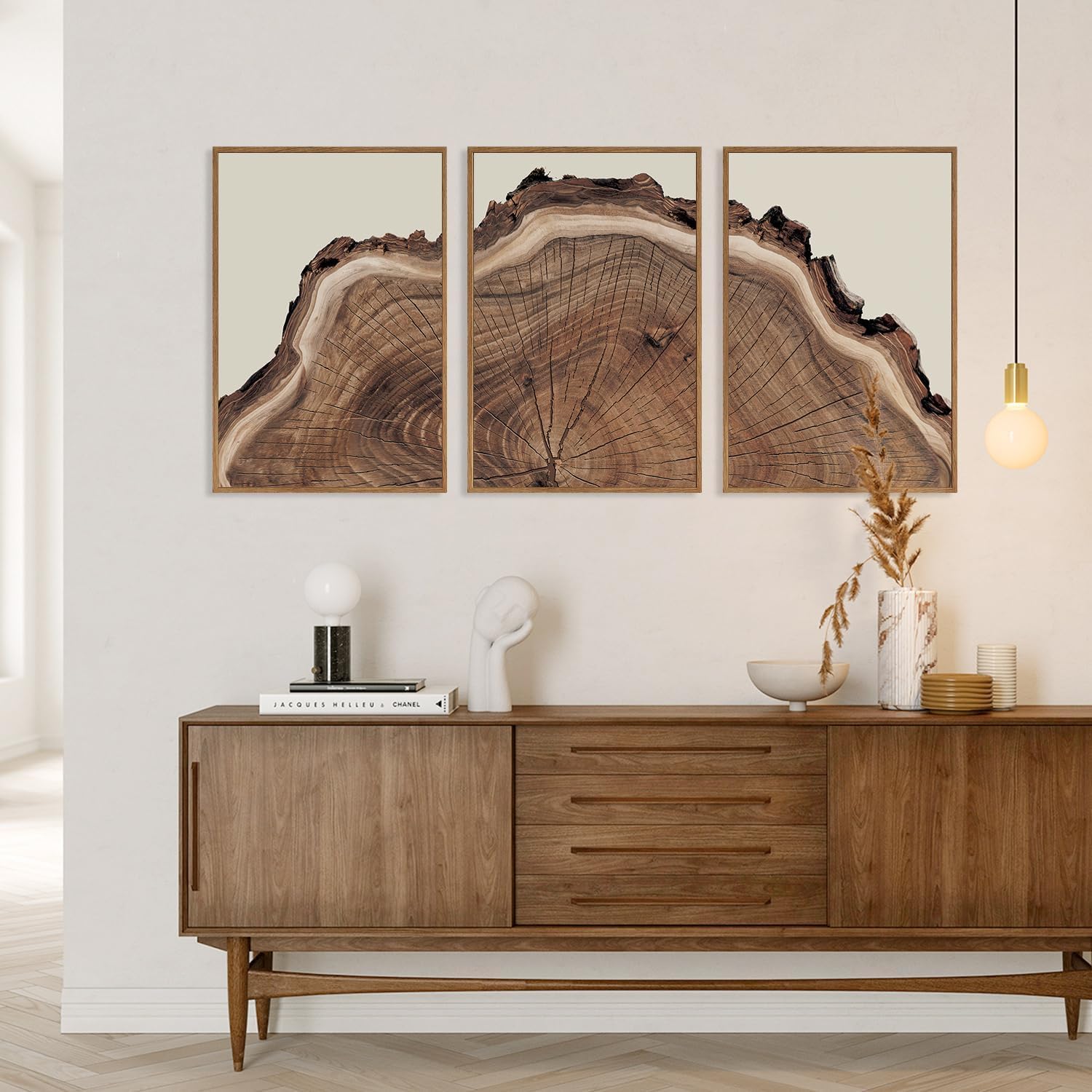 lianyibo Nature Tree Ring Canvas Wall Art Set Of 3, Large Wood Tree Spiral Art Prints, abstrakcyjny obraz ścienny do salonu (40x60cmx3/nieoprawione)