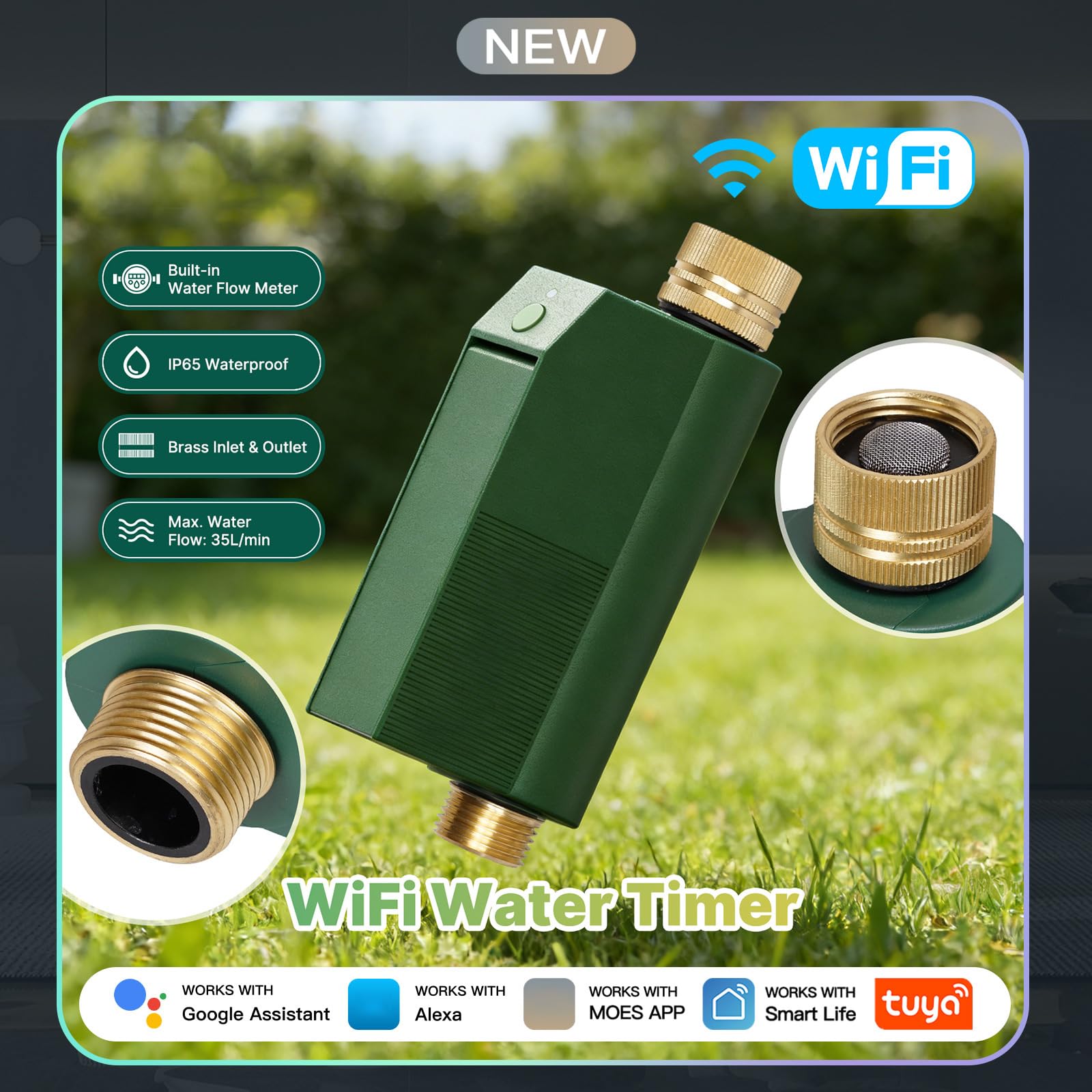 Tuyas temporizador de agua Wi-FI programador riego jardín controlador inteligente válvula impermeable IP65 gestión de voz App