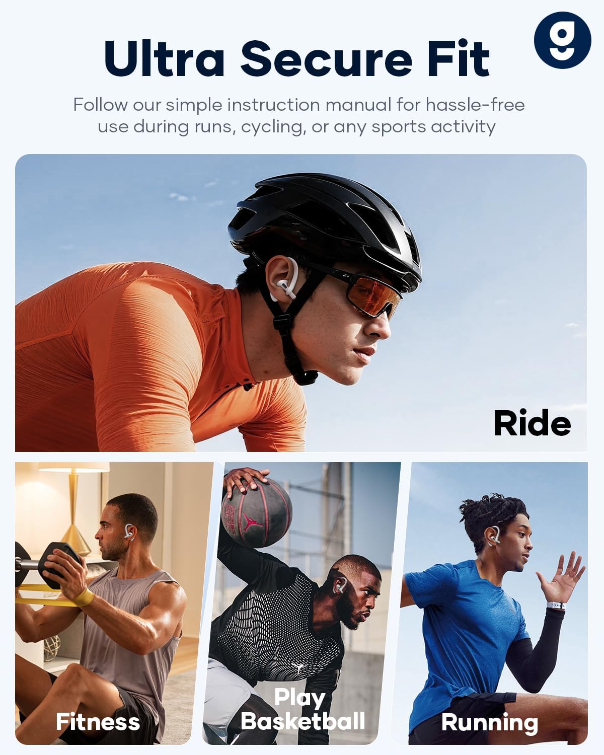 Gcioii Memory Titanium Alloy Ear Hooks for AirPods Pro 3 (2025) /Pro 2/Pro 1, for Airpods 4/3, Anti-Slip Sport Accessories [Added Anti-Lost Lanyard] Comfortable Secure Fit (2 Pack White) - Image 5