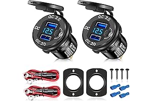 Upgraded 2Pcs 12V/24V USB Outlet with Voltmeter: Waterproof Fast Charge for Car, Boat, Marine