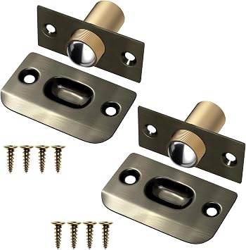 Ball Catch Door Hardware Jiayi 2 Pack Door Ball Catch for Top of French Door Latch Adjustable Ball Catch Drive in Ball Latch for Invisible Pantry Ball Bearing Door Latch Bronze