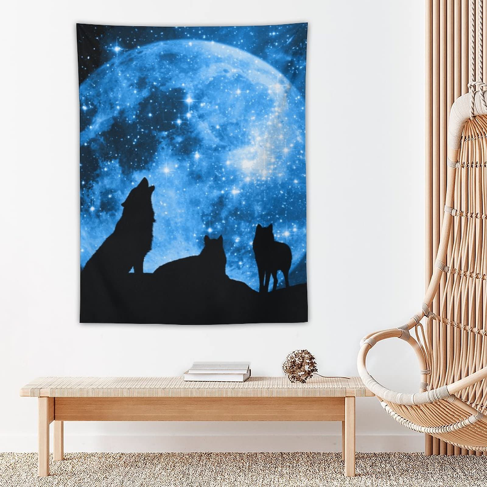 Amazon.co.jp: タペストリー オオカミ 狼 動物 宇宙 星空 壁掛け 壁