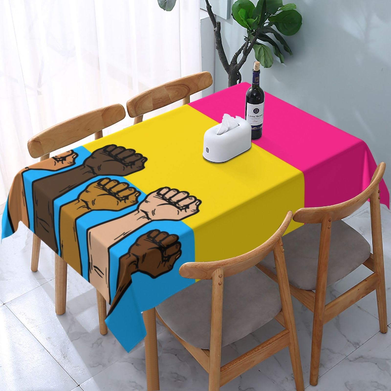 JunHeArt Pride Month Lgbtq Gay Pride Ally Tablecloth Rectangle Table Cover Washable Table Cloths Decor For Kitchen 54" X 72"