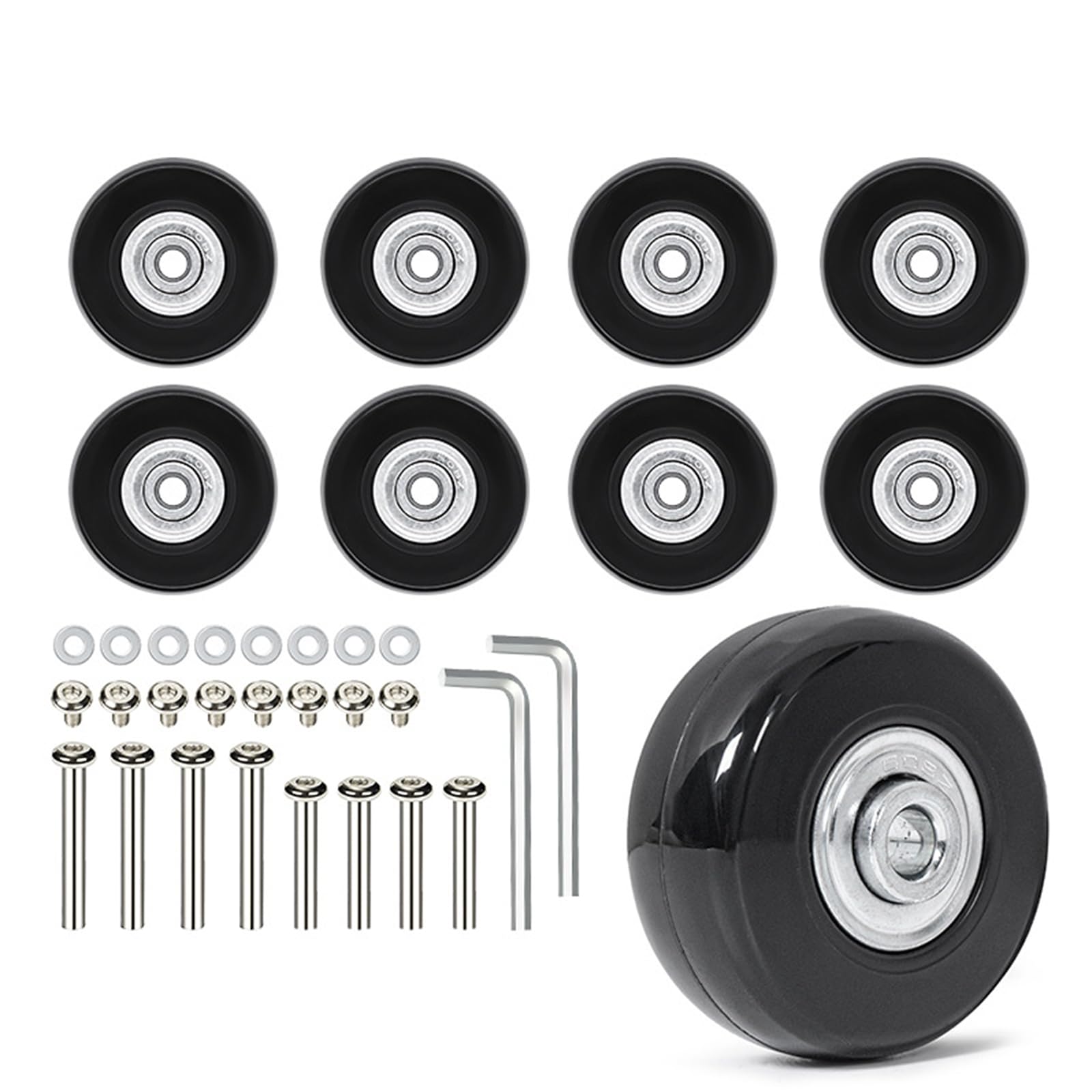 8PCS Silencioso Ruedas Ruedas de Equipaje Práctico Plástico Juego de Repuesto Fácil Instalación Cómoda Compatibilidad Ruedas de Equipaje