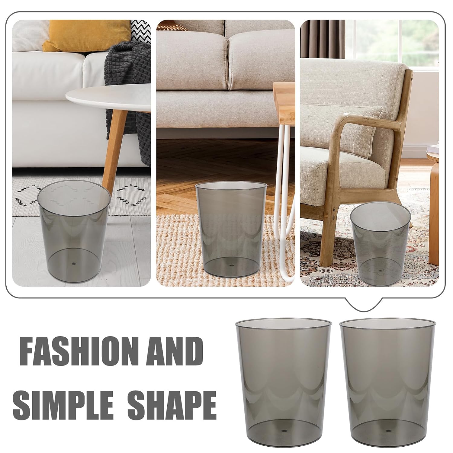 MAGICLULU 2pcs 12l Plastic Waste Buckets Household Trash Bins Garbage Storage Cans for Bathroom Office Bedroom Storage and Organization