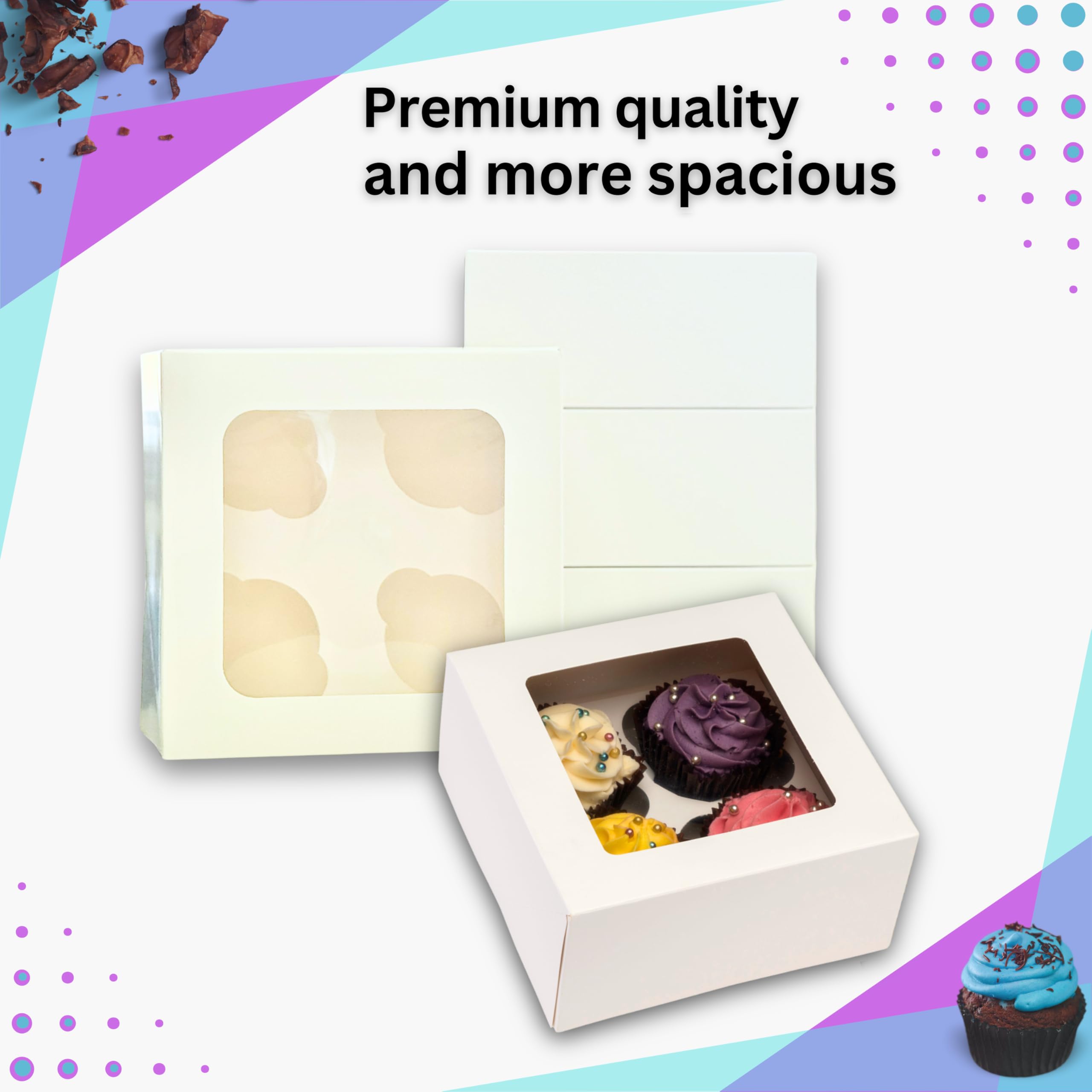 PACK N TRADE - Scatole per cupcake a 4 fori, inserti rimovibili, scatole profonde per cupcake, scatole