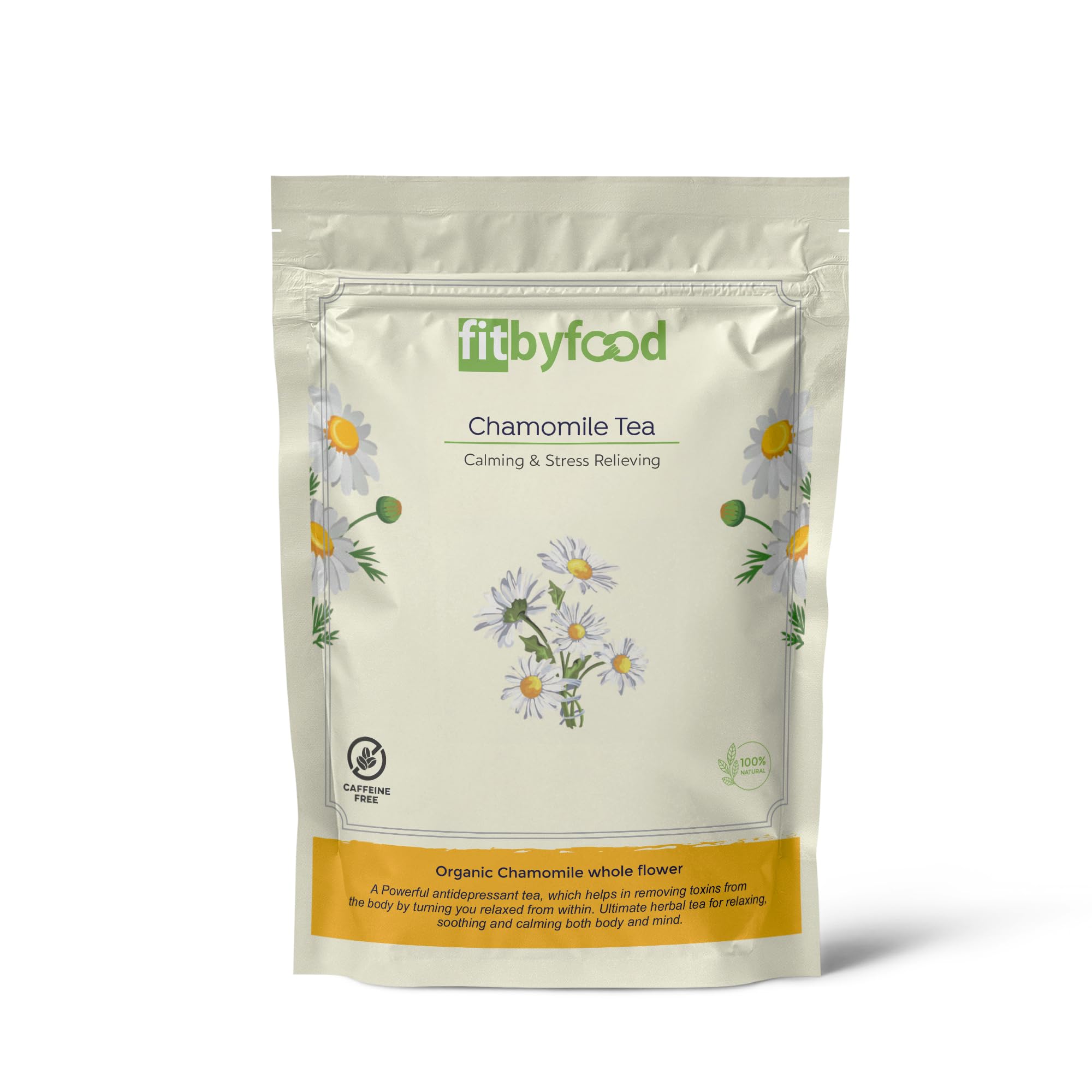 Fitbyfood Organic Chamomile Tea - Stress & Anxiety Relief, Herbal Relaxation Tea for Good Sleep, Heart Health, Blood Sugar Regulation, Caffeine-Free, Rich in Antioxidants (Chamomile Tea 50gm) (B0CZ6KRDKT) Amazon Price History, Amazon Price Tracker