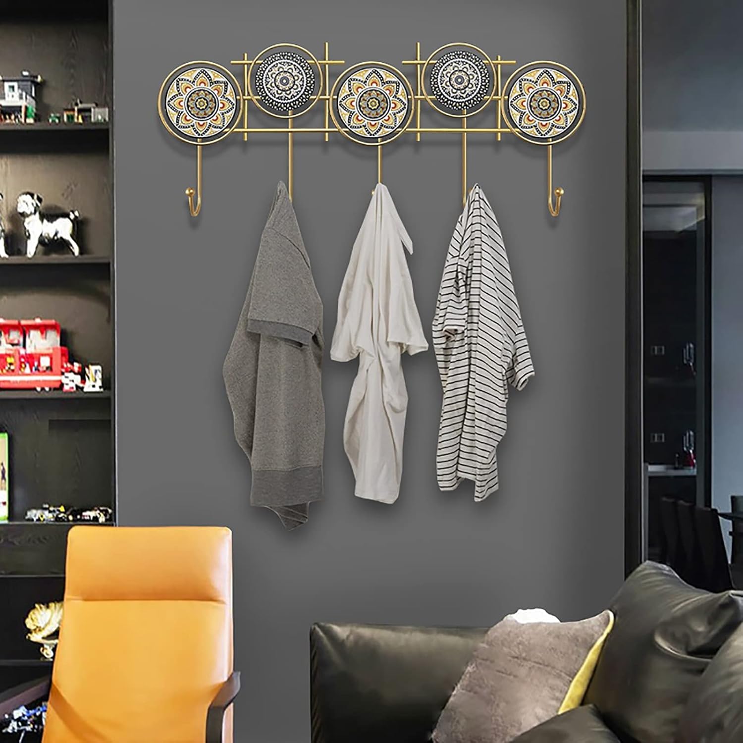 Coat Rack/Nordic Style Creative Door Coat Hook/Porch Rack Modern Personality Wall- Mounted Metal Coat Hook (Size : 63x33x4.5cm) (80x33x4.5cm)