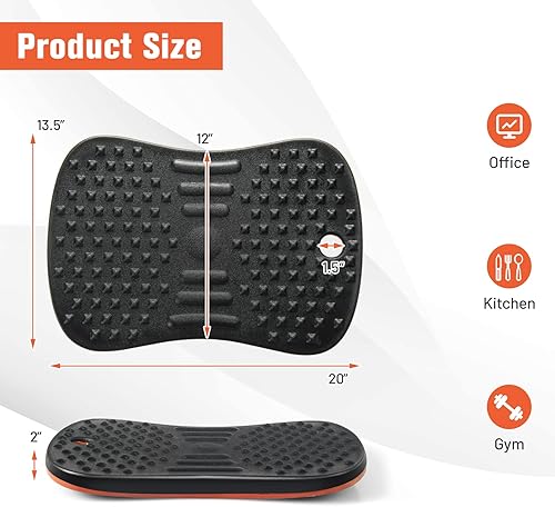 Miniatura 7 de Goplus Mesa de equilibrio de madera para escritorio de pie, rotación de 360, antifatiga, con 138 puntos de masaje y base antideslizante, alfombrilla