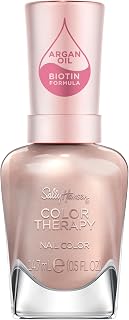 Sally Hansen Color Therapy Nail Polish Powder Room Soft Nude - Biotin Argan Oil Strengthener, Chip-Resistant, Long-Lasting Healthy Nails