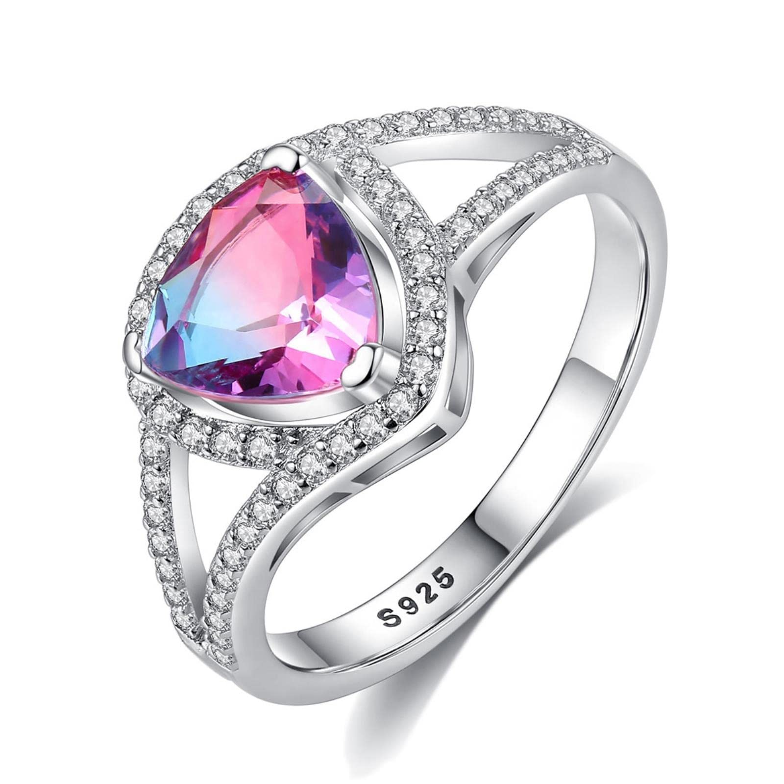 HCMA Elegant Mystic Purple Topaz Solitaire Ring Sterling Silver 925 Rainbow Gemstone Ring For Women Gift Anillos De Compromiso