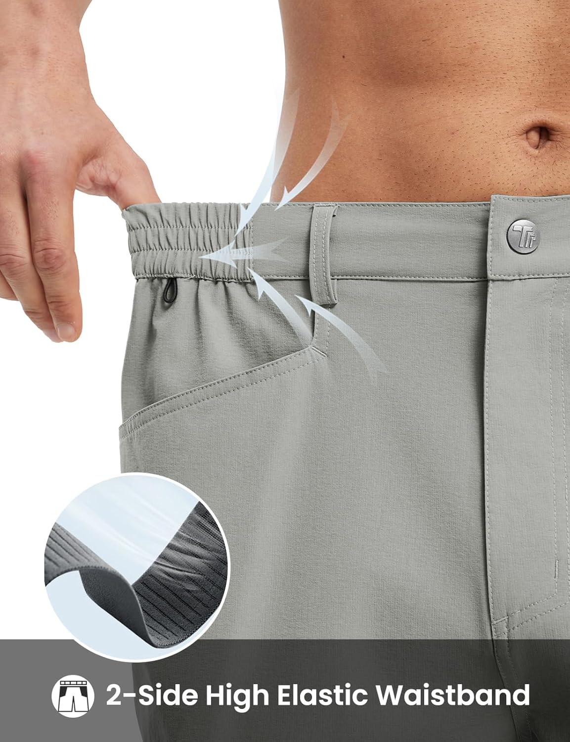 Rdruko Men's Golf Shorts, 9" Elastic Waist 4 Pockets Lightweight Quick Dry Stretch Casual Flat Front Dress Work Hiking Cargo