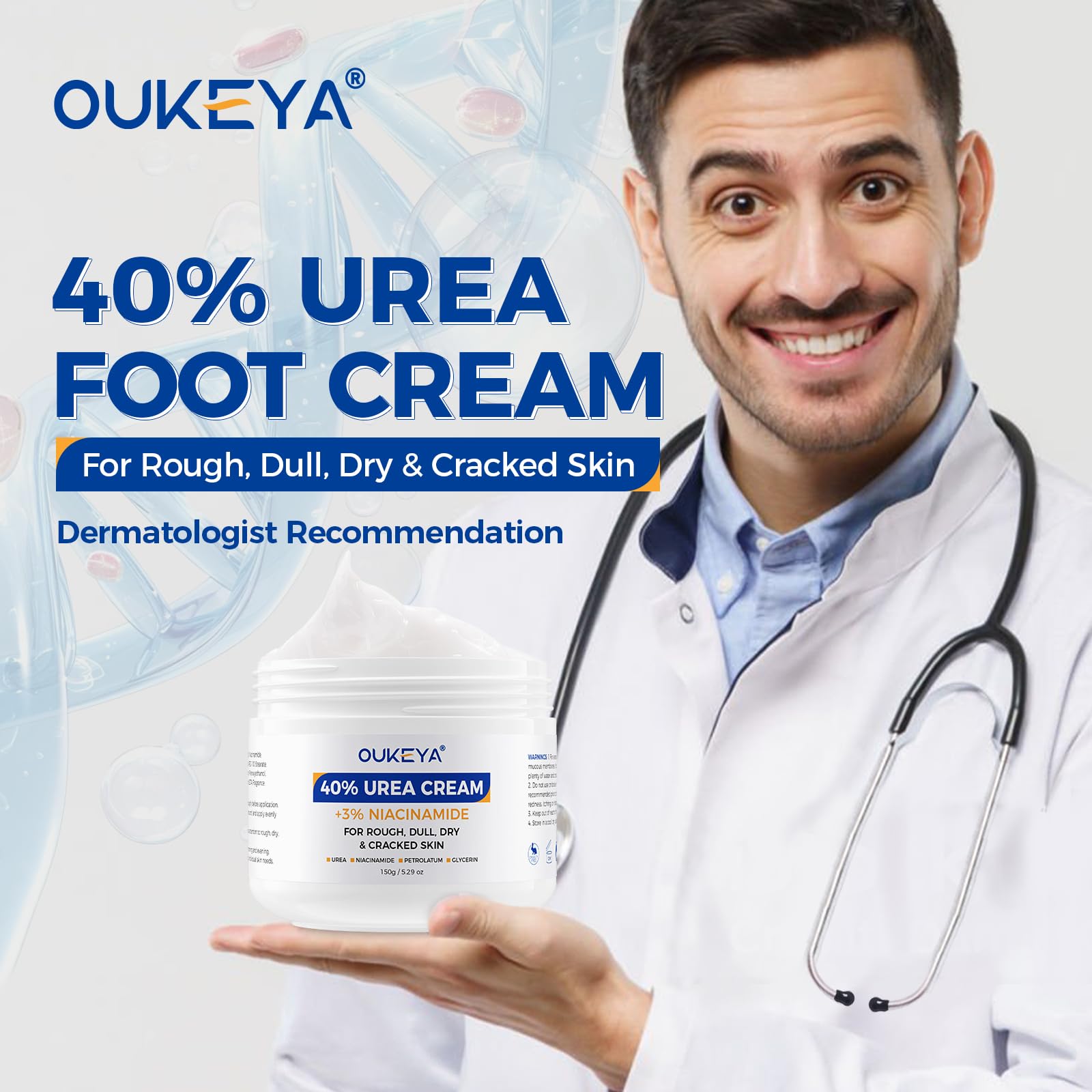 OUKEYA Crema Piedi 40% Urea & 3% Niacinamide, Trattamento Intensivo per Talloni Screpolati, Calli e Pelle Secca, Idratazione Profonda, Per Donne & Uomini (2 Pezzo)