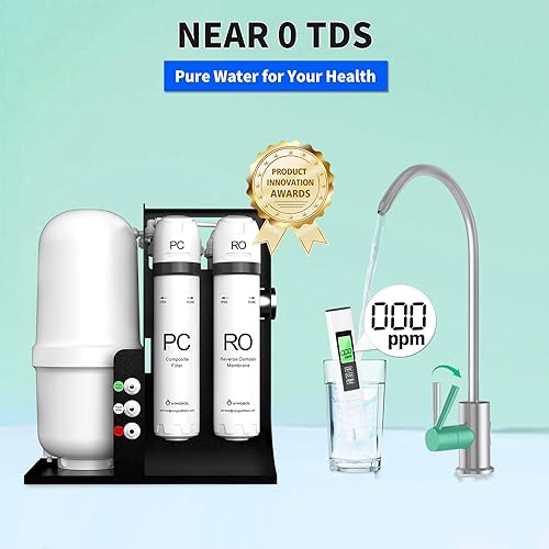 Miniatura 3 de WINGSOL - Filtro de agua de ósmosis inversa integrado, NSFANSI 425358, sistema de filtración RO de 8 etapas debajo del fregadero para agua pura 0