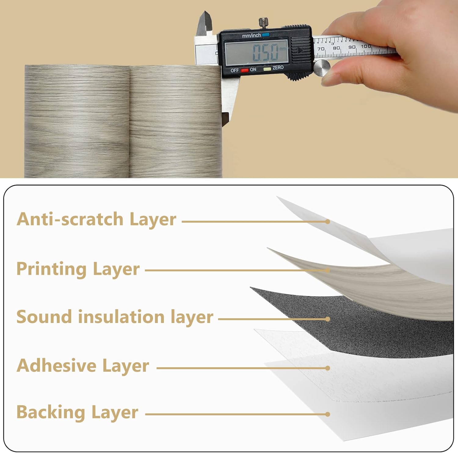 WIFEA Vinyl Flooring Roll 23.6X 393.7/64 Sq.Ft, Wood Grain Self Adhesive Floor Tiles Wear-Resistant and Waterproof Vinyl Plank Flooring for Bedroom Living Room Office Balcony RV, Gray Chestnut