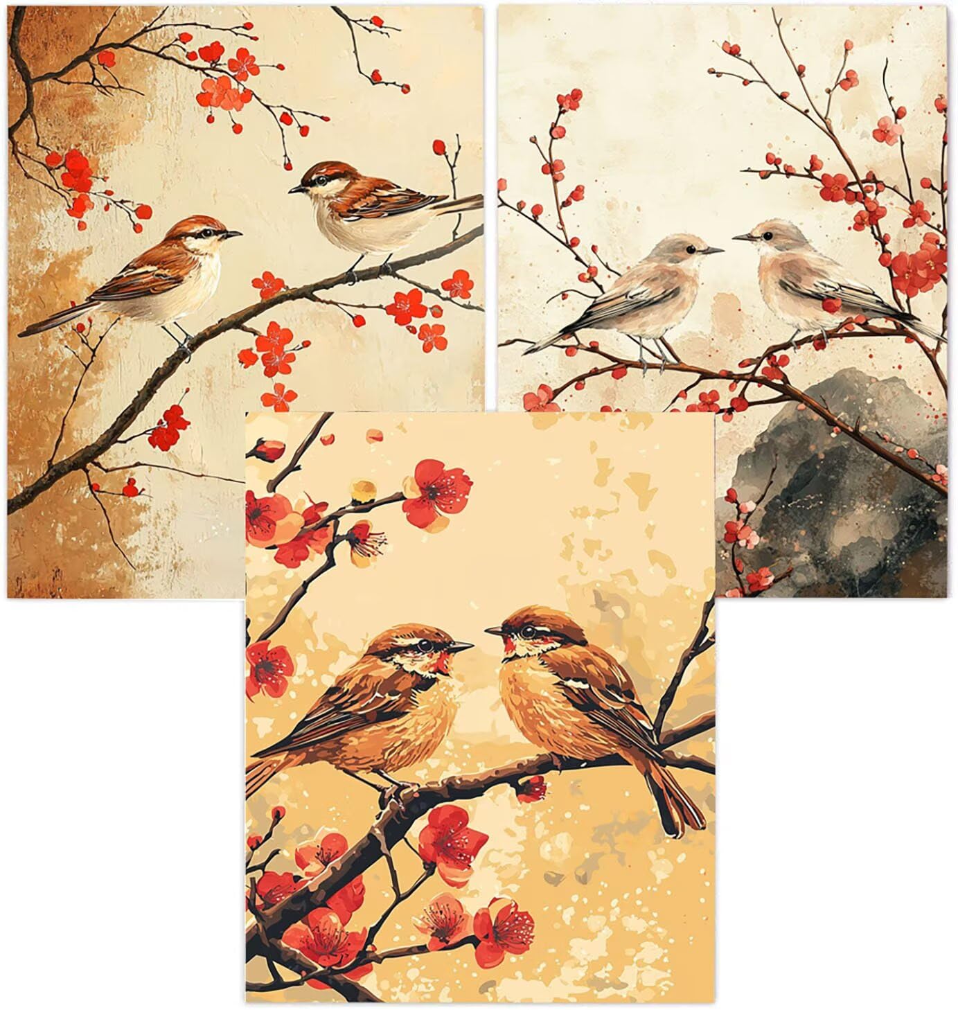 Generico Cnyaunfi 3 Pezzi Animali Pittura Diamante Fai-Da-Te, 5D Beige Diamond Painting Kit Completo per Hobby Creativi Adulti, Per La Decorazione Della Parete Di Casa 60x80cm YF-3551