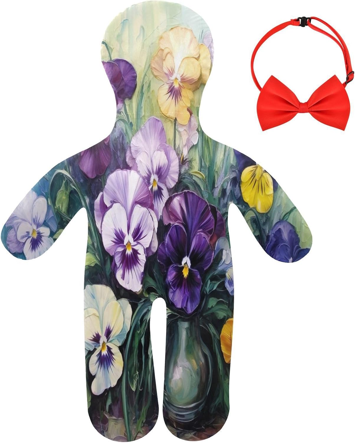 Flower Painting Human-Shaped Pillow Soft Body Pillows Washable Velvet Pillows for Anxiety Relief Sleeping Cuddling & Support