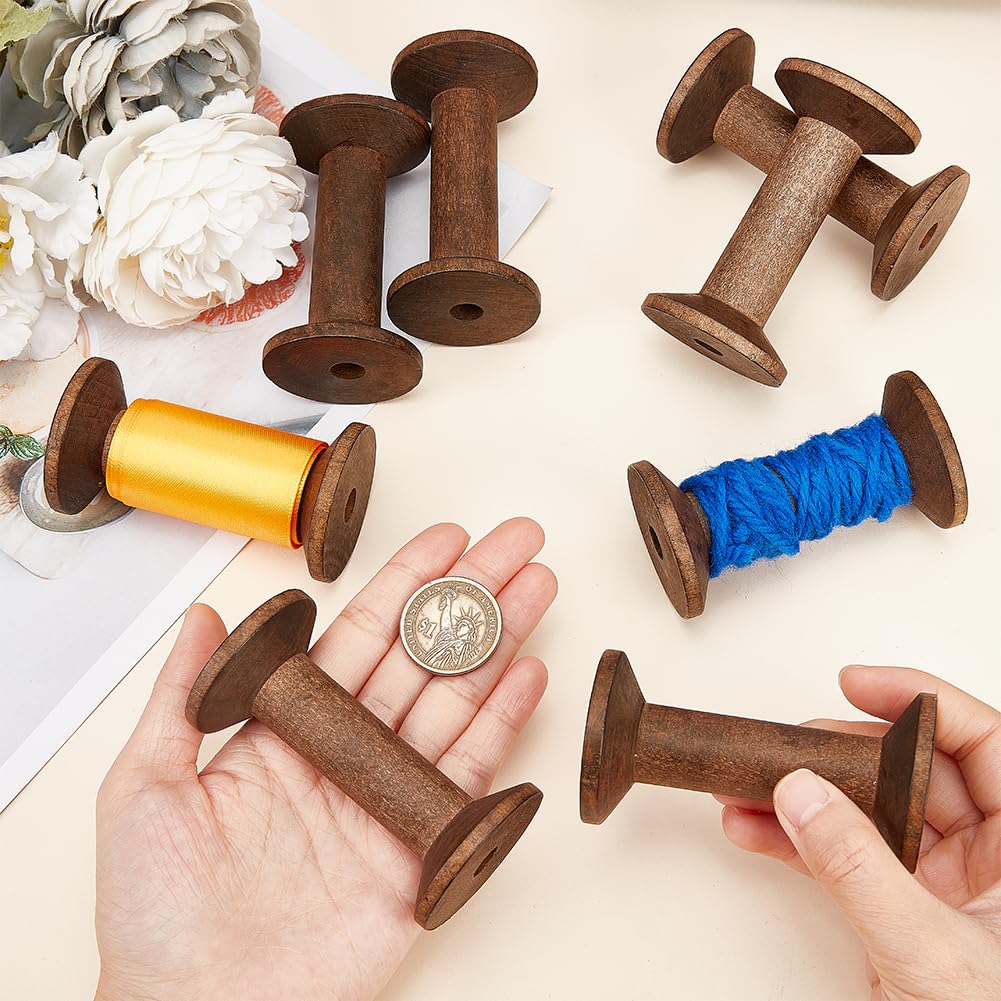 PH PandaHall 8pz Bobine di Legno Bobine da Cucito Rocchetto di Filo da Ricamo Vuoto Bobine di Tessitura di Filo per Macchine da Cucire da Ricamo Filo Filo Cavo Avvolgimento di Catena, 8x4.5cm