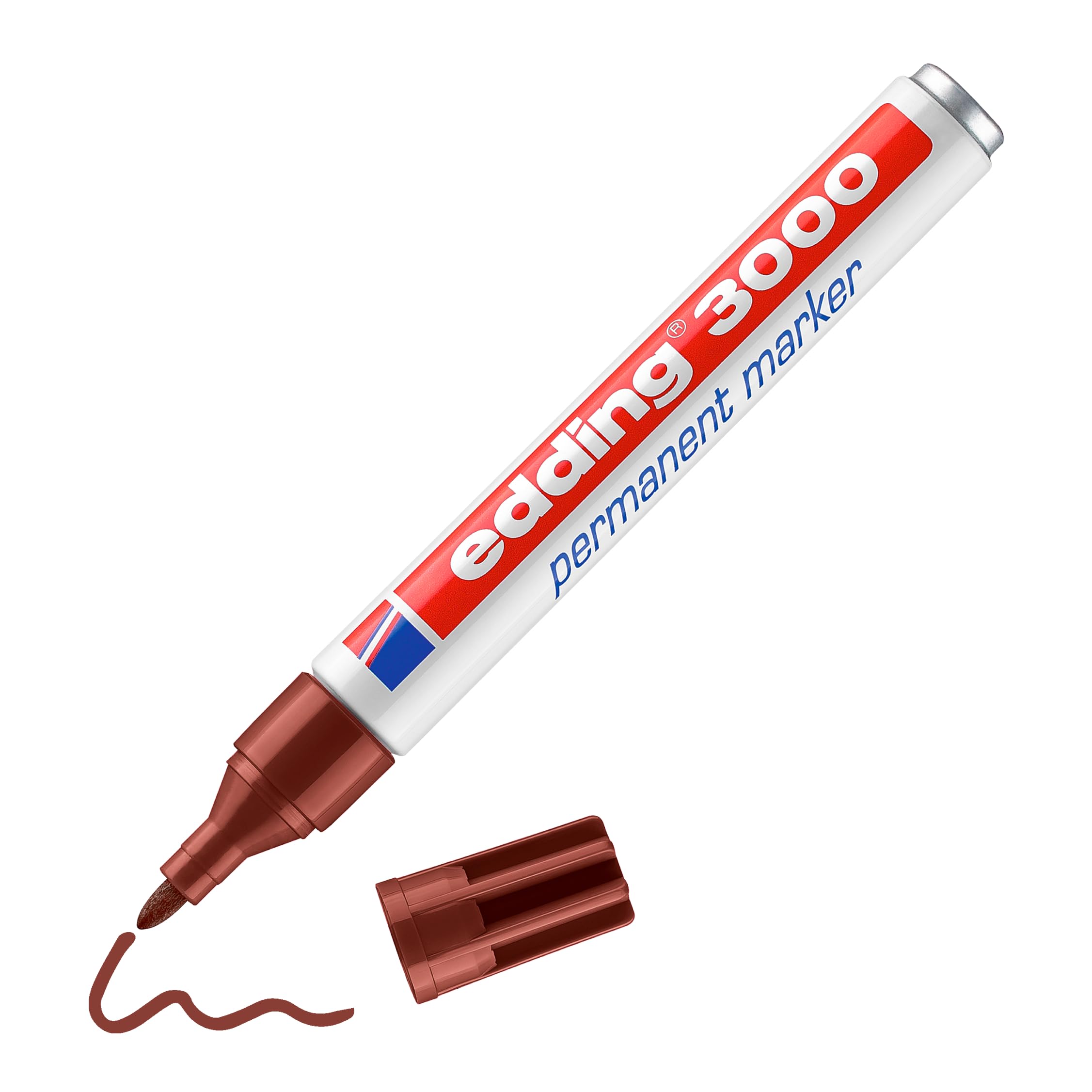 Marcador permanente, Edding 3000, 2 – 3 mm, color marrón