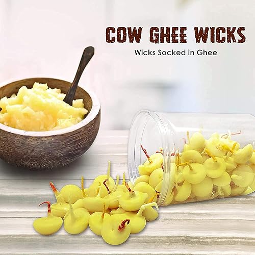 Miniatura 7 de SATVIK - 50 mechas de ghee de vaca pura para Puja hasta 30 minutos Pooja Home y Mandir Nitya Pujan Readymade Ghee Jyot Jyoti Pujan Indian