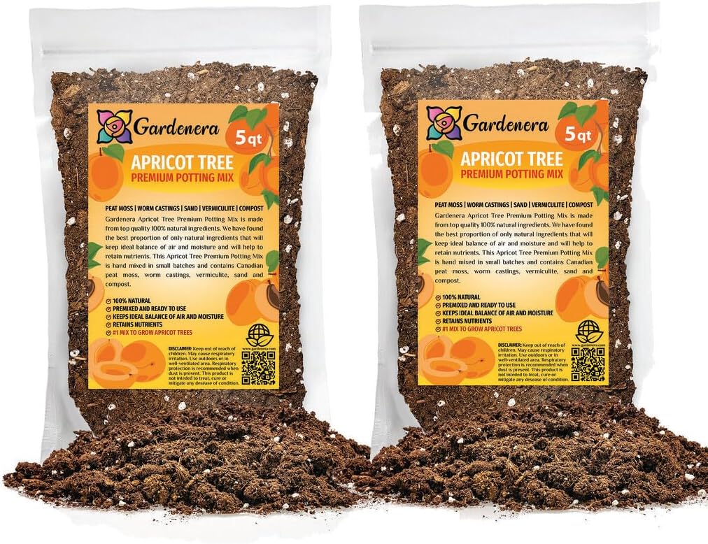 Gardenera Premium Apricot Potting Soil Mix - Ideal Nutrient Blend for Growing Robust, Flavorful, and Bountiful Apricots - 10 Quart