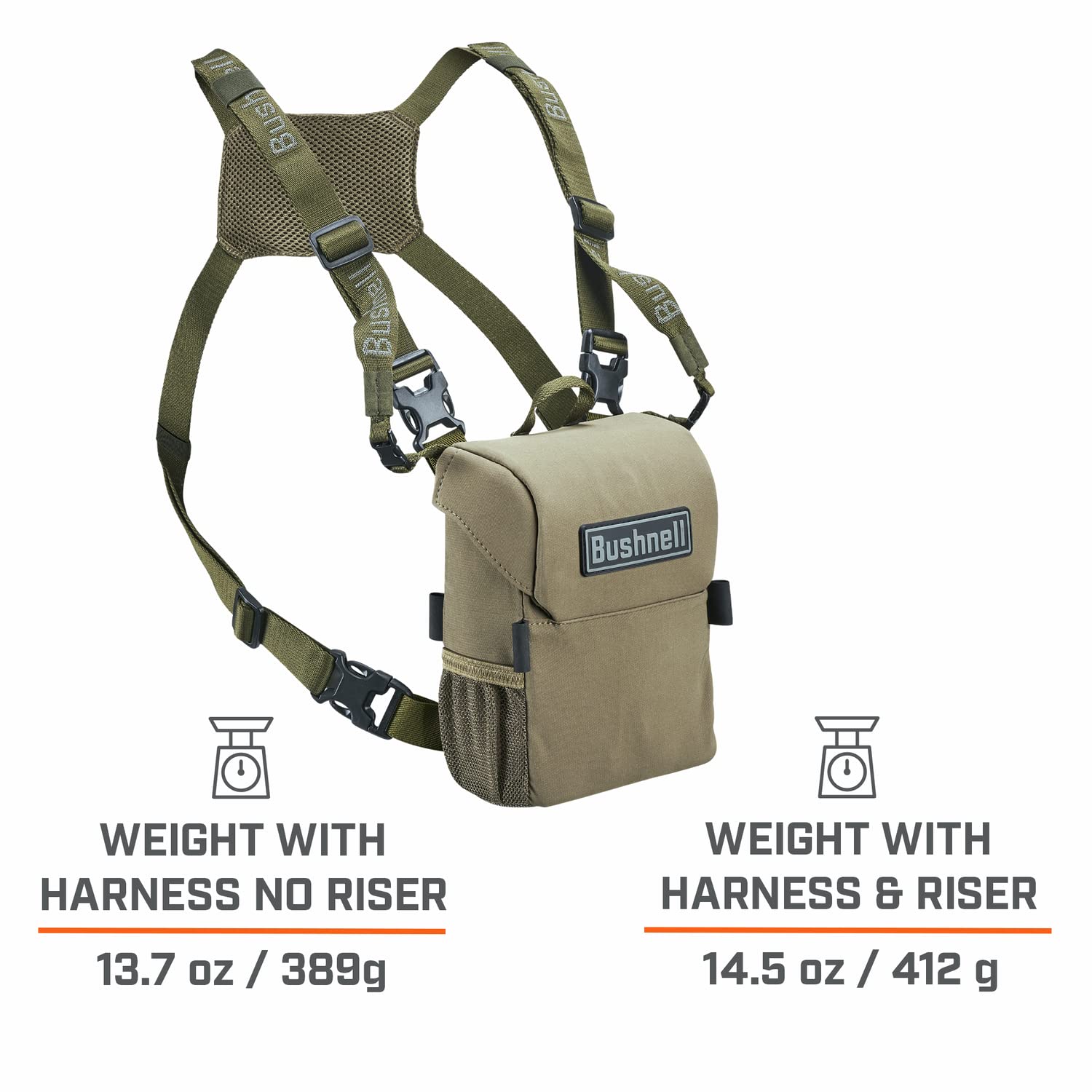 Bushnell Prime, binocolo 10 x 42 e binocolo Vault Bino Caddy Combo Pack, binocolo da caccia impermeabile con robusta custodia binocolo per caccia, bird watching ed escursionismo
