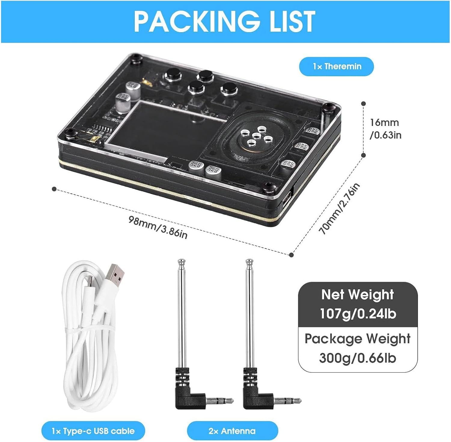 Mini Electronic Synthesizer, 70 Tones 20 Instrument Types with Screen Display Mini Theremin for Musicians Students Home Studio Performance