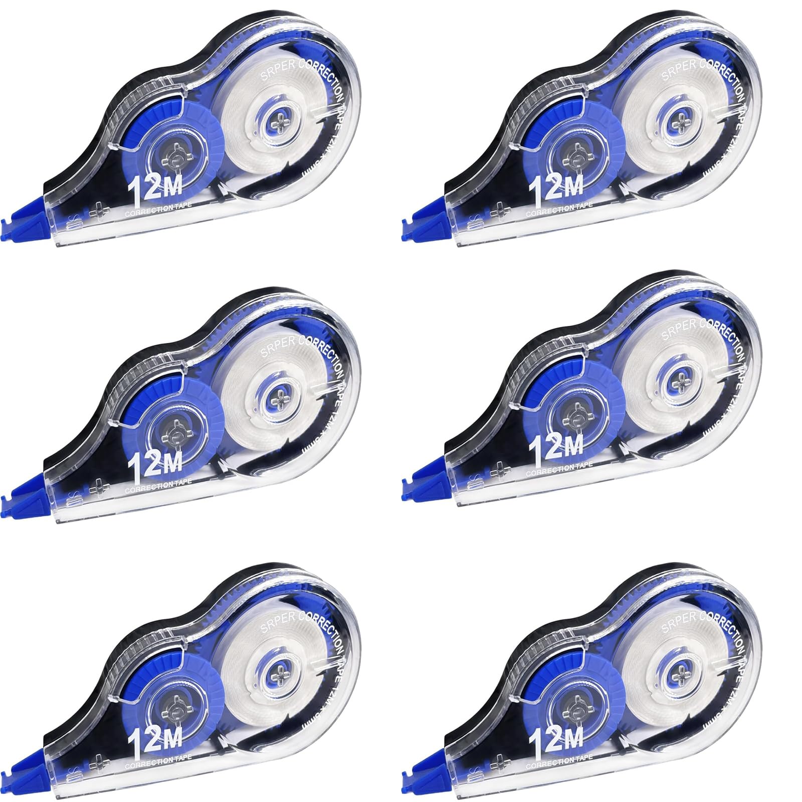 DXBNEZBC 6 Pcs Correction Tape, 12m x 5mm Pocket Mouse Total 72m White Out Correction Tape or School and Office