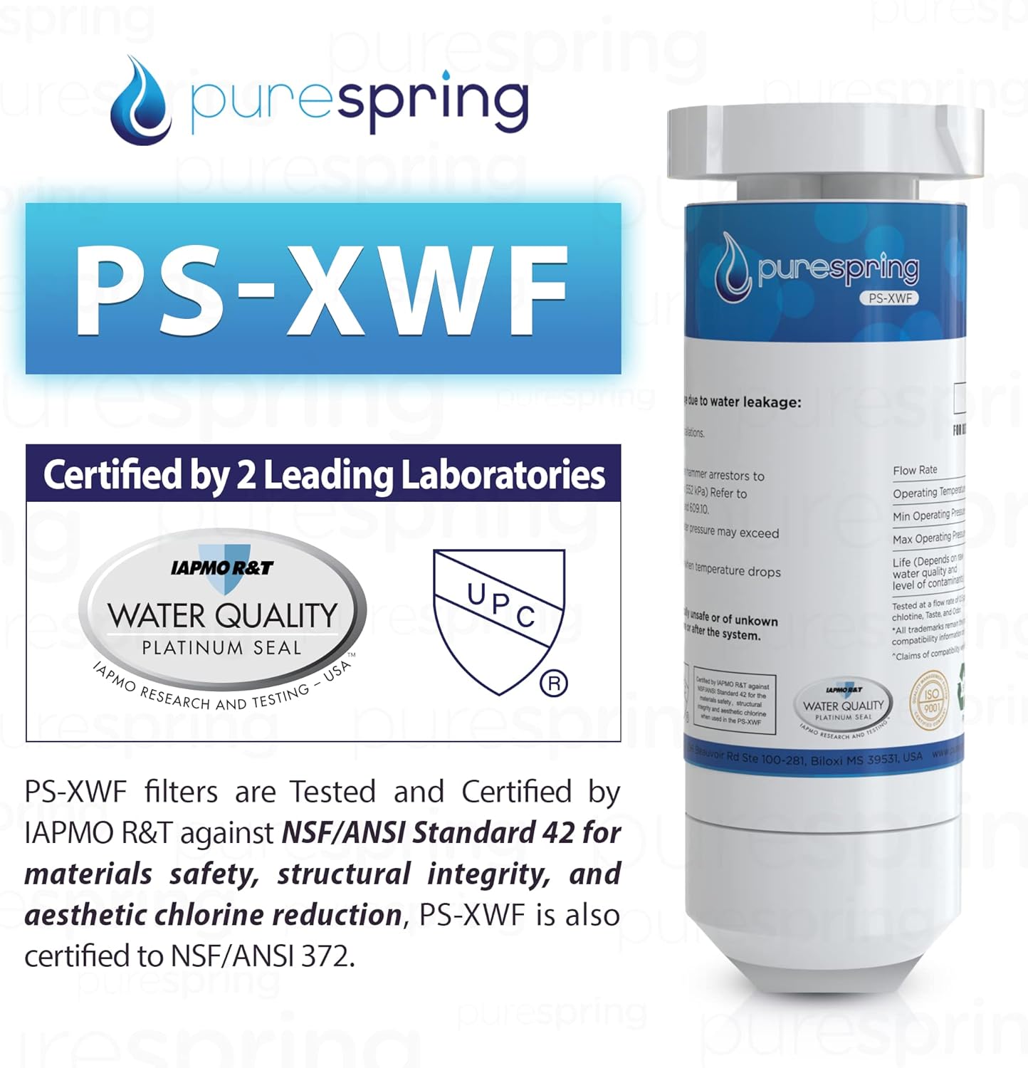 GE XWF (no XWFE) Filtro de agua para refrigerador, repuesto certificado
