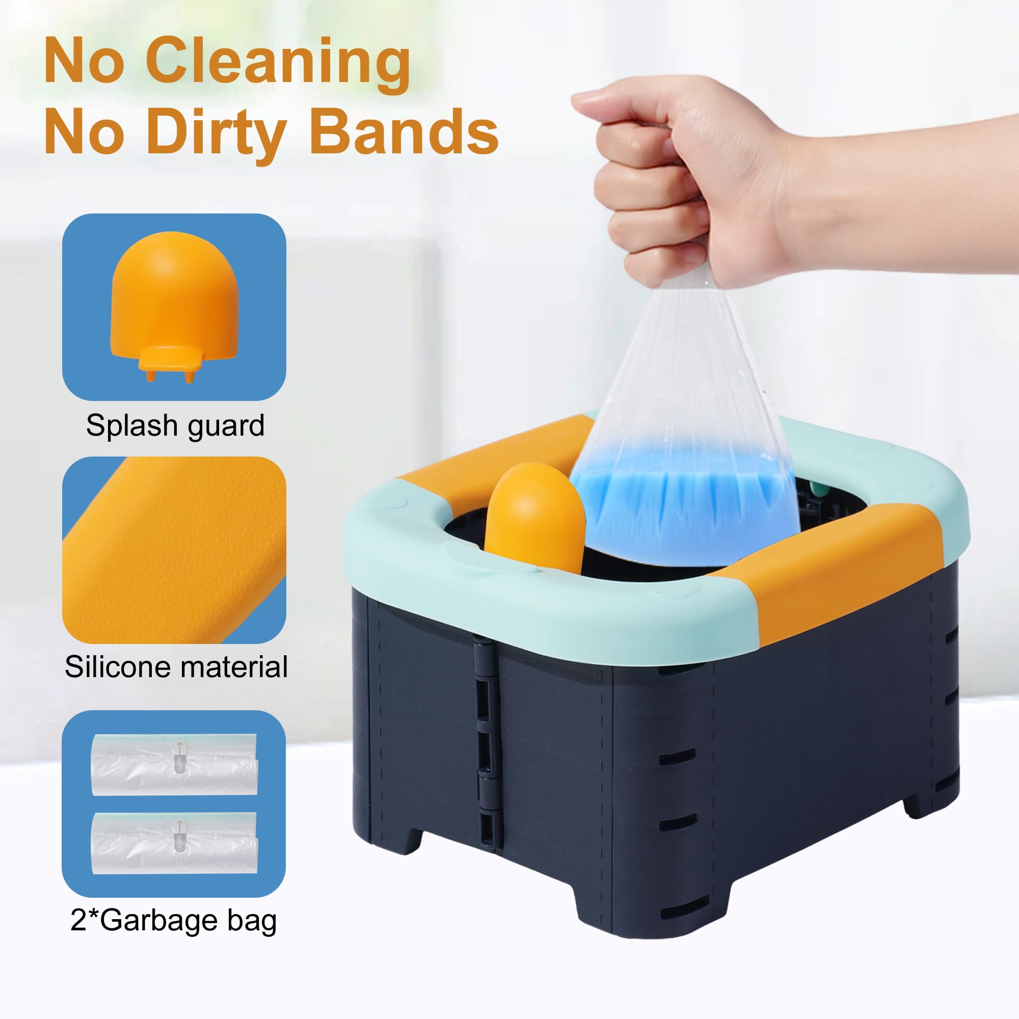 Orinal portátil para niños pequeños, plegable, orinal de viaje para niños y niñas, inodoros de emergencia para coche, al aire libre, camping e interior con bolsa de almacenamiento (azul
