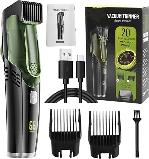 Maquinilla de afeitar eléctrica – Cortacésped para barba | Afeitadora para barba de vacío | Mordaza de IPX6 impermeable con 2 peines | Afeitadora portátil recargable para bigote, favoritos y facial