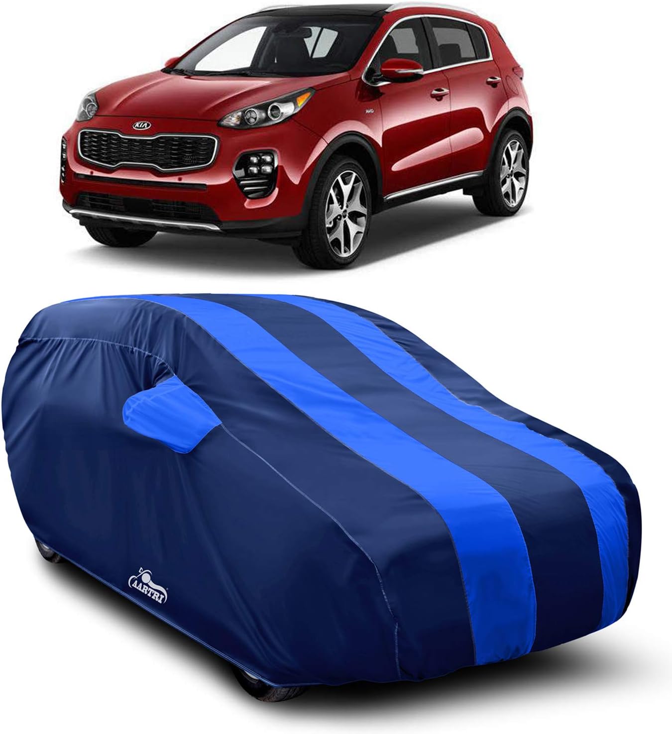 XAFO - Car Body Cover for Compatible with Kia Sportage Car Cover - for All Model - Water Resistant - dust Proof - Scratch Proof - Water Resistant UV Proof - (Royal Blue with Mirror)