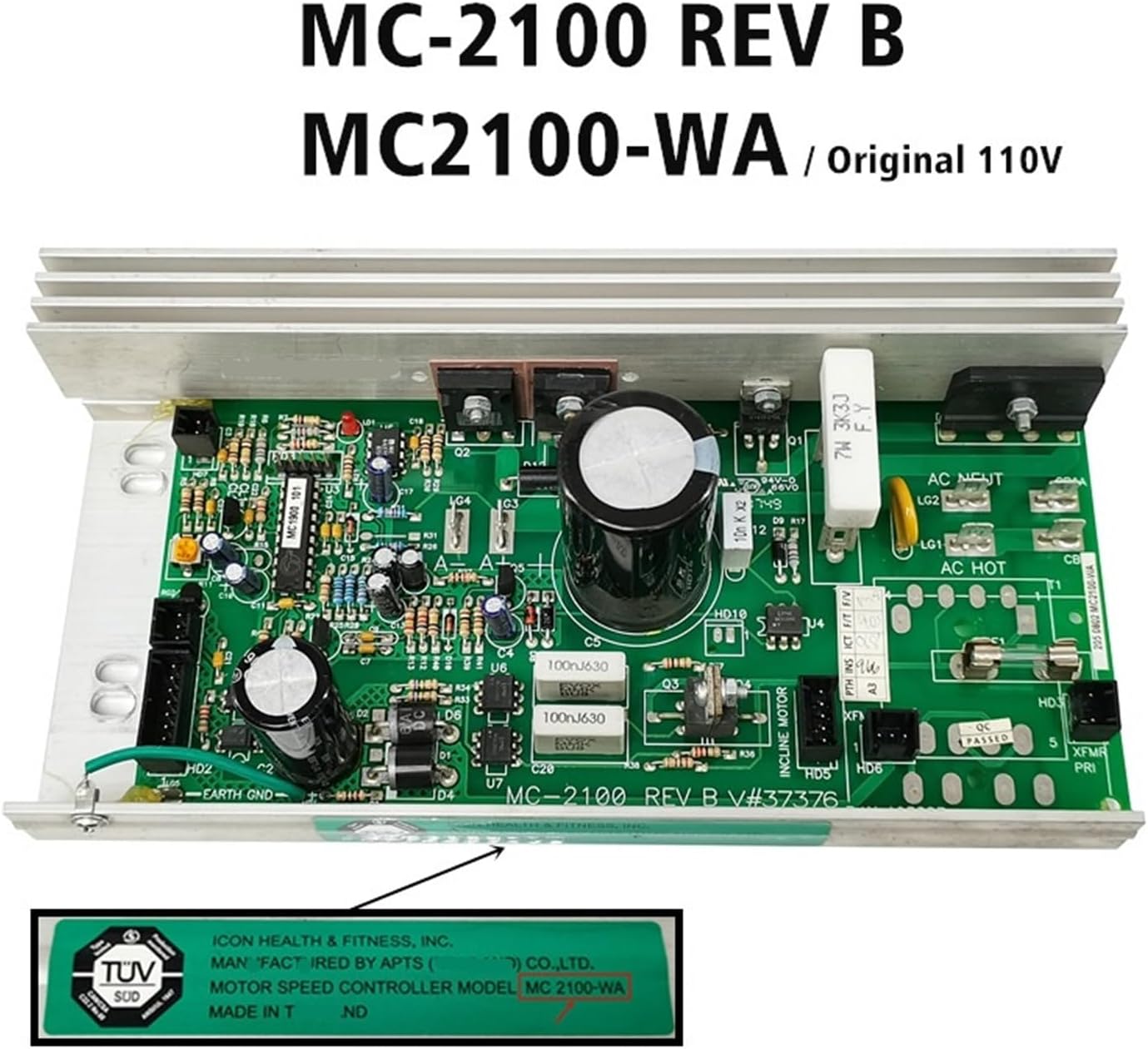 SBJKBVMF Treadmill Controller MC-2100 REV B Circuit Board Control Board MC2100-WA - Compatible with ICON PROFORM, Compatible with Nordic Track C2300