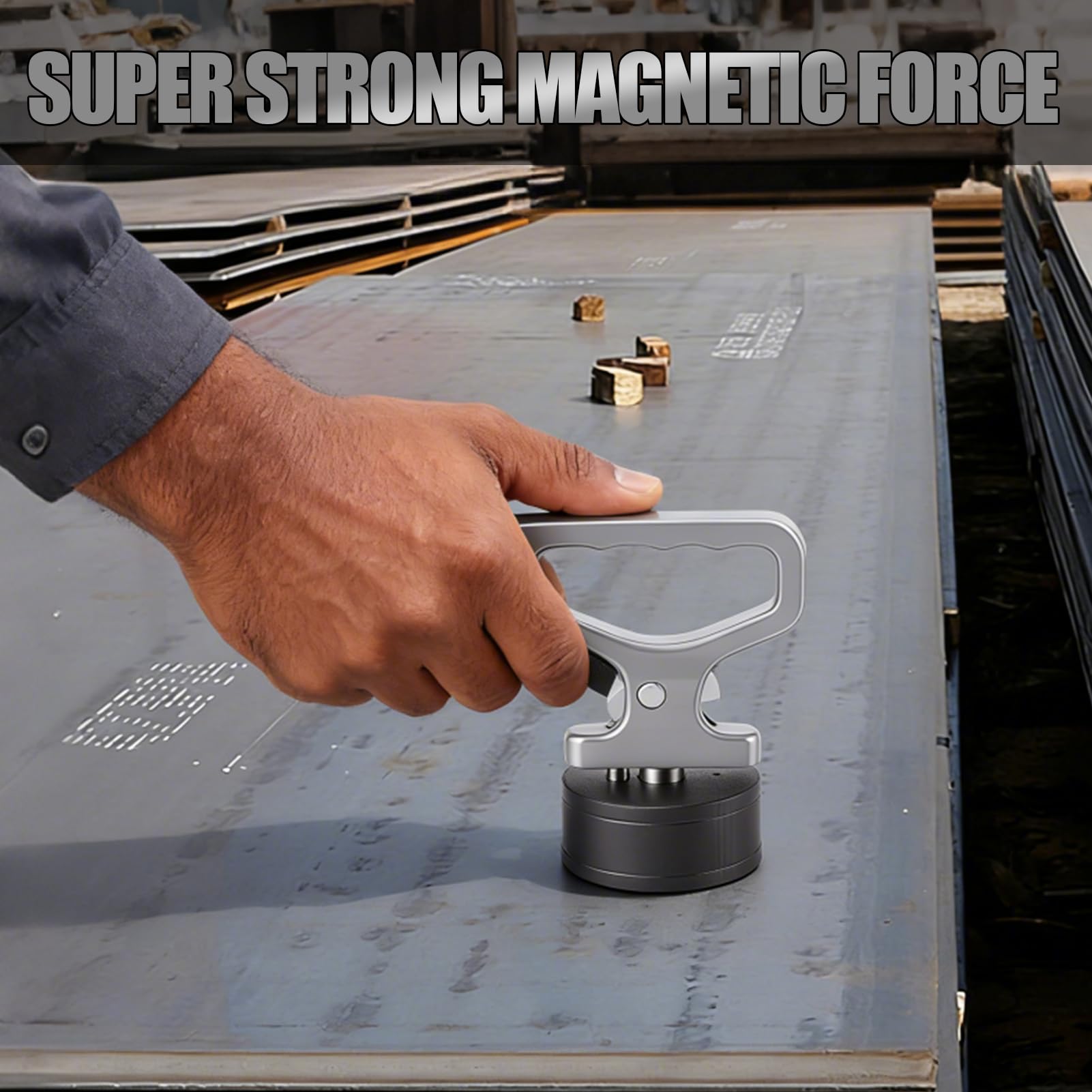 Forte Strumento di Magnetica Manuale, Potente Magnete al Neodimio con Maniglia a Sgancio Rapido, Raccoglitore di Metallo Portatile per Sollevamento di Oggetti Metallici Pesanti (50KG)