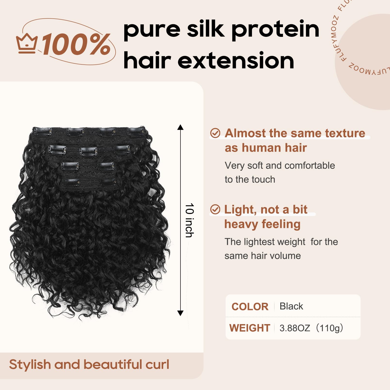 FLUFYMOOZ 4PC Clip in Hair Extensions - Image 3
