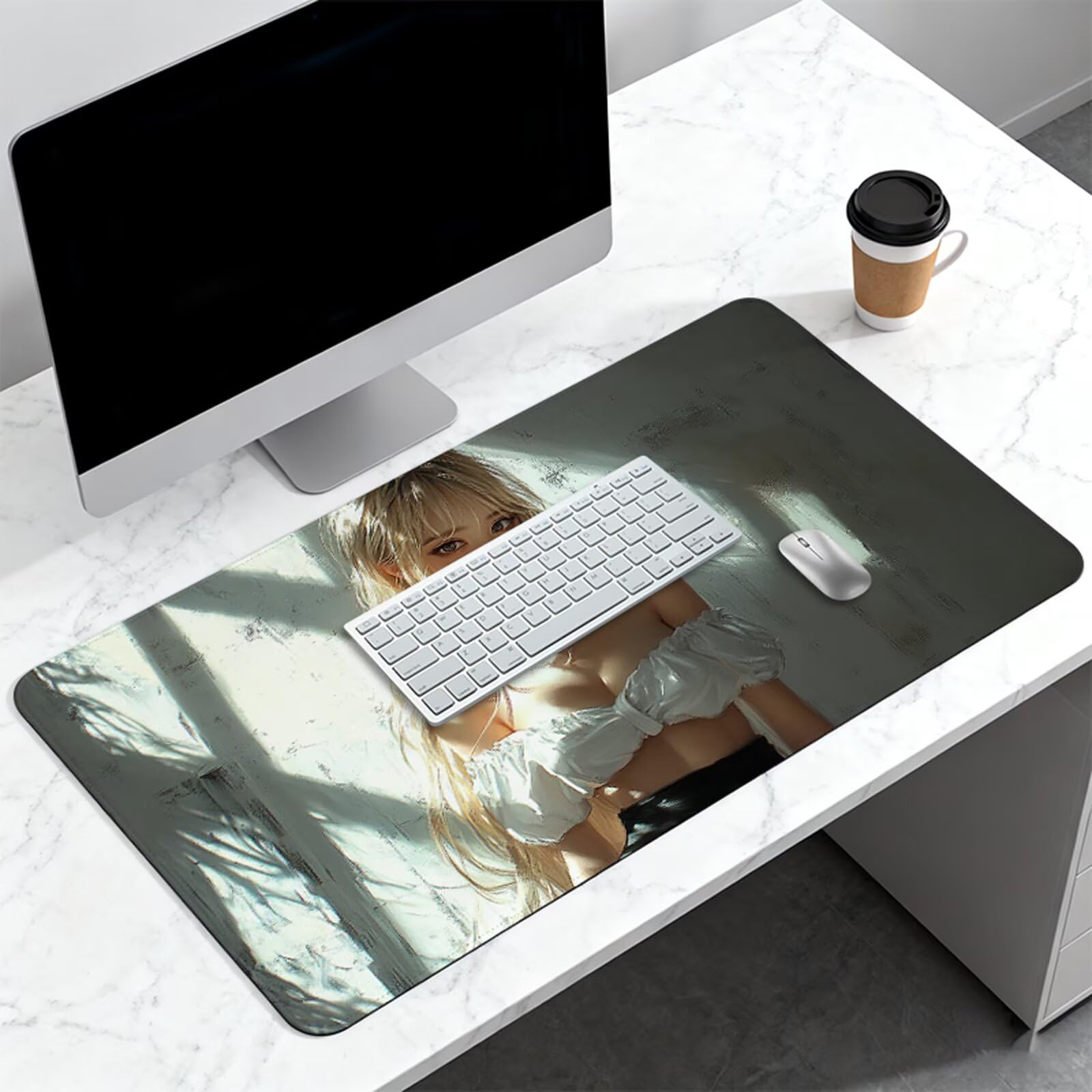 Mała podkładka pod mysz, podkładka pod mysz XXL 1200 x 600 mm, wodoodporna podkładka pod mysz ze zszytymi krawędziami i antypoślizgową gumową podstawą, podkładka pod mysz do domu, biura i pokoju gier