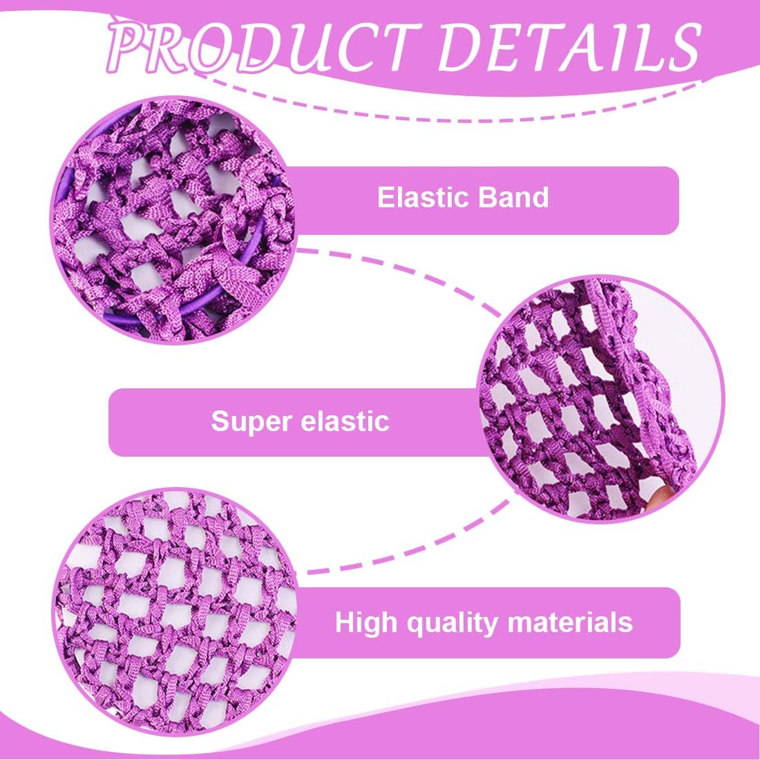 8 Pezzi Copertura a Rete per Danza Classica con Elastico,Retina per Capelli Chignon Retina per Capelli Chignon Bambina con Perline Retine per Capelli per Hotel Infermiera